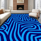 Vivid Blue Labyrinth Lines Rug