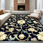 Ornate Floral Scrollwork Dark Rug