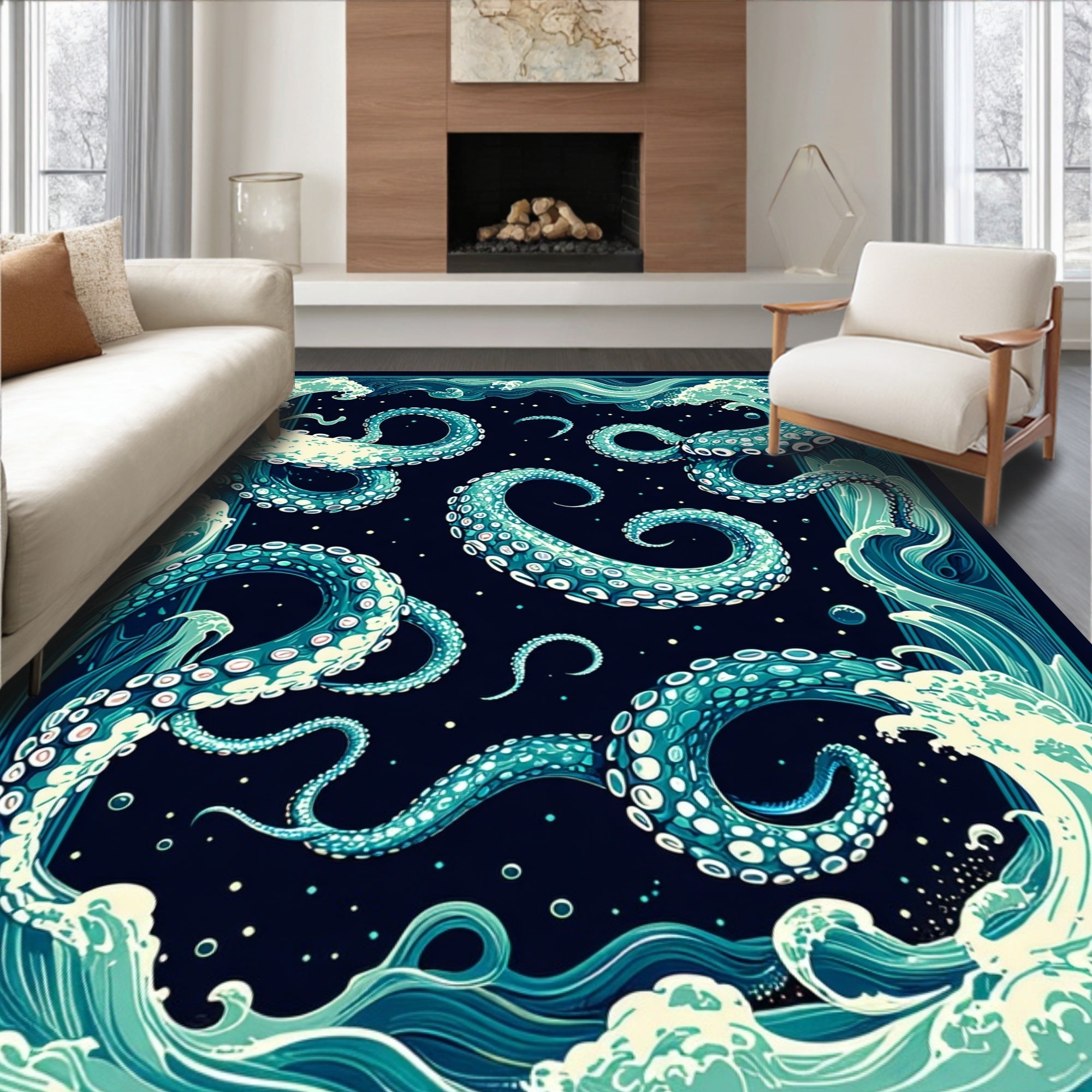 Oceanic Tentacles Waves Rug