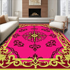 Vibrant Fuchsia Ornate Floral Medallion Rug