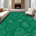 Green Leaf Pattern Sketch Rug
