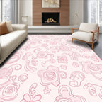 Sweet Pink Swirls And Petals Design Rug