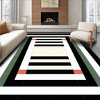 Modern Geometric Stripe Border Rug
