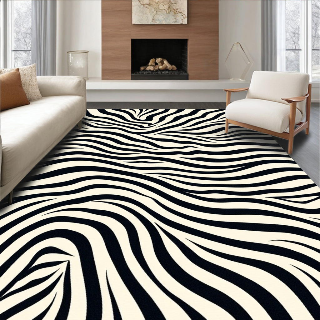 Black Cream Wild Pattern Design Rug