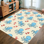 Cute Blue Octopuses Anchors Rug