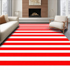 Bold Red White Stripe Pattern Rug