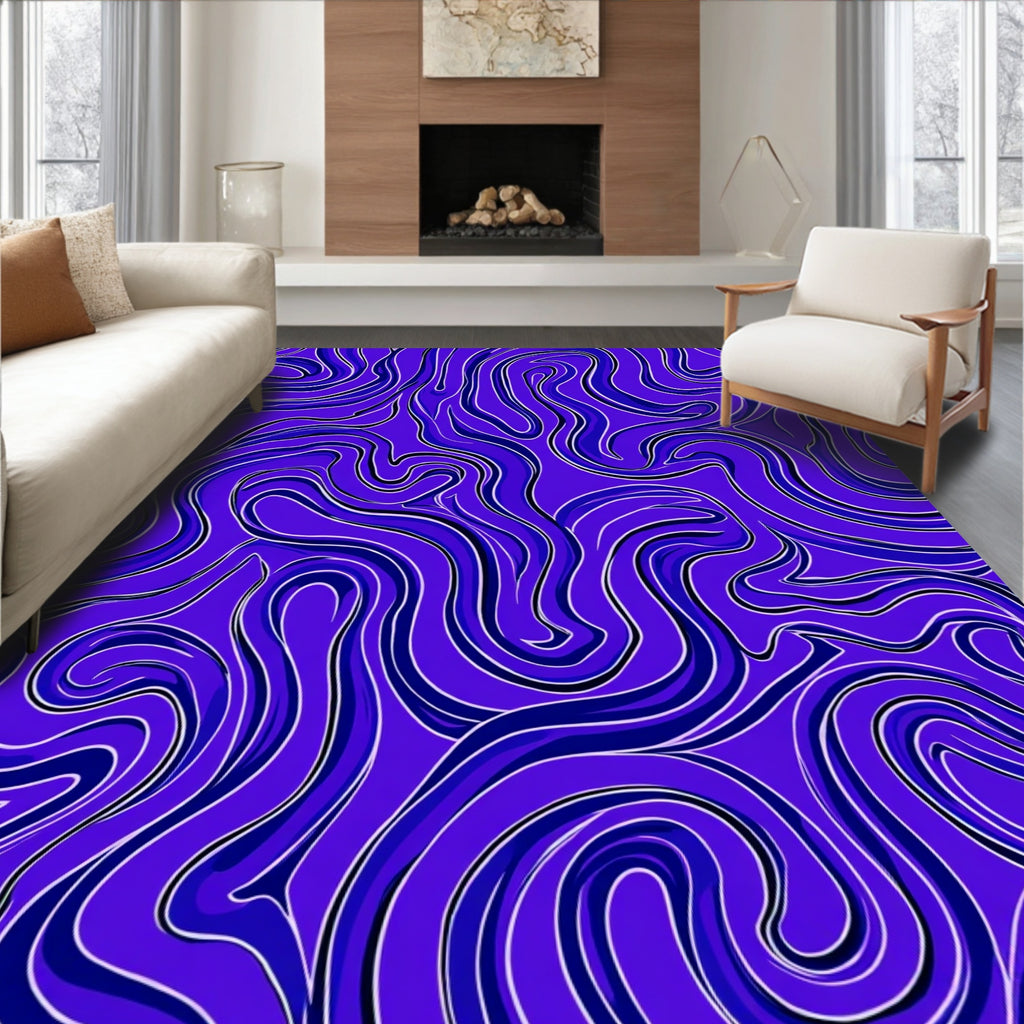Abstract Swirling Lines Pattern Rug