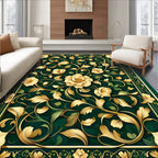Lush Floral Vines With Golden Accents Rug