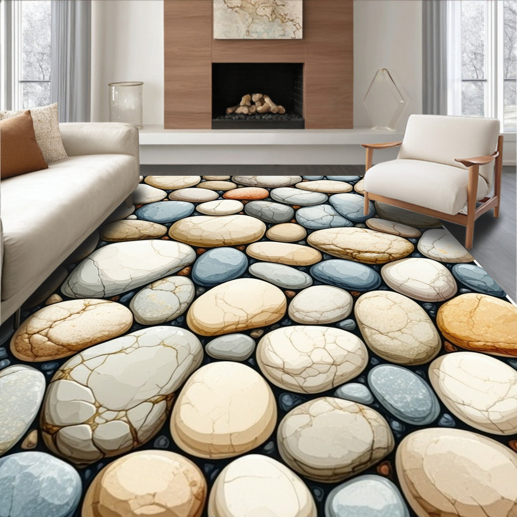 Textured Pebble Cluster Pattern Rug