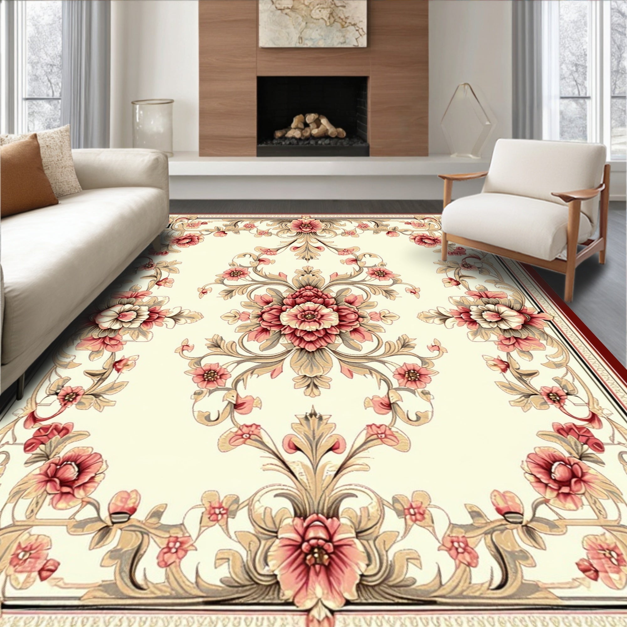 Antique Floral Medallion Pattern Rug