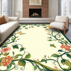 Green Vine Floral Pattern Rug