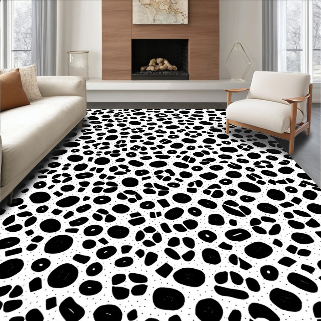 Black Circles Pattern Abstract Design Rug