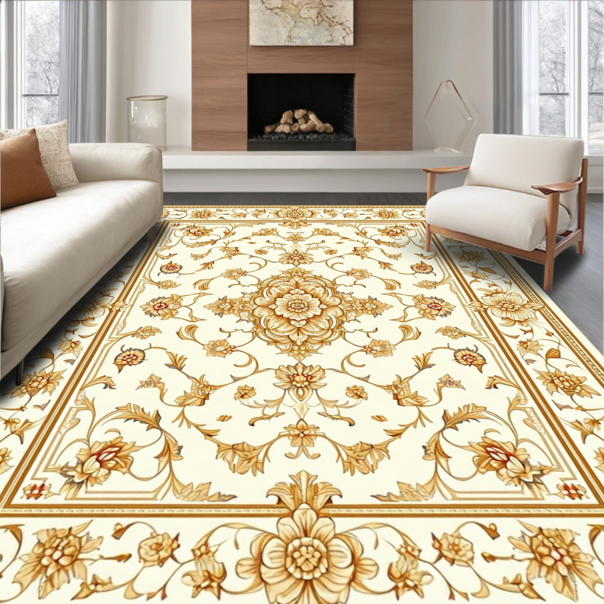 Classic Floral Medallion Vintage Design Rug