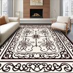Intricate Floral Scroll Bordered Design Rug