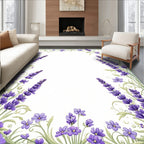 Purple Lavender Floral Vine Border Rug