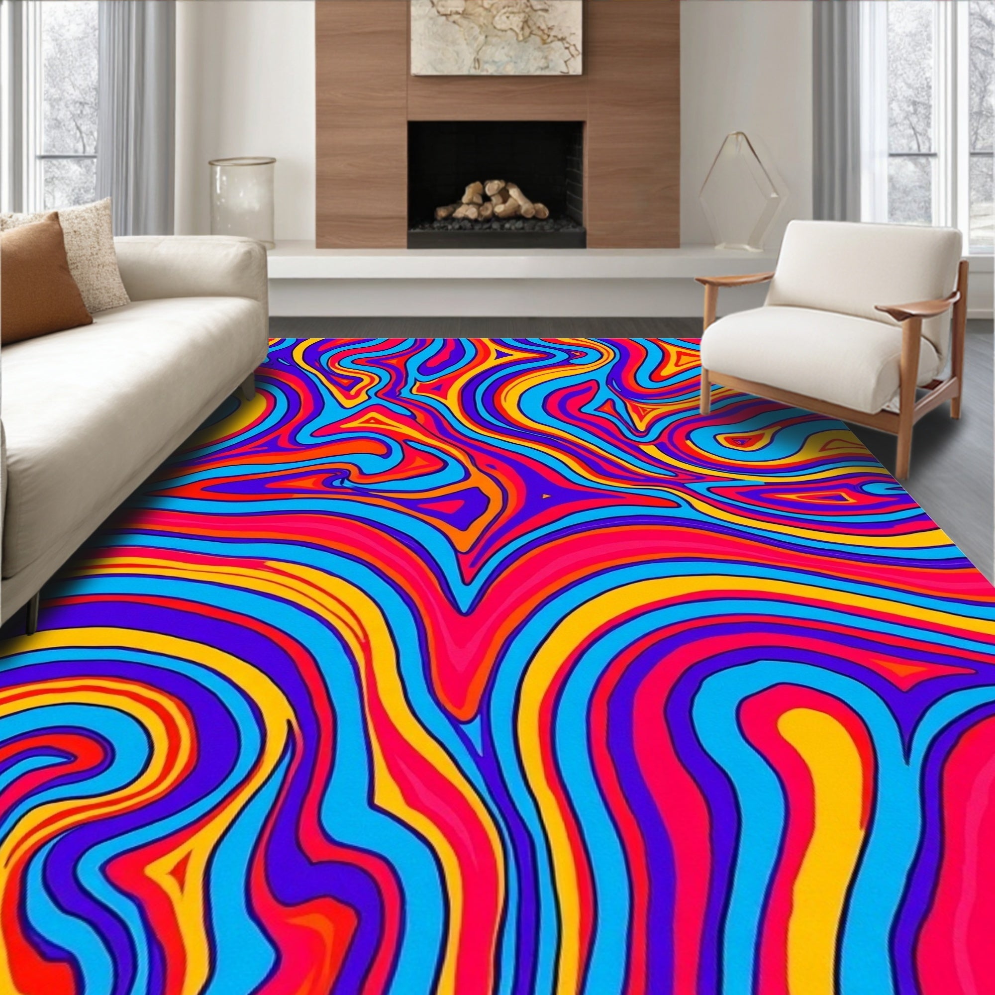 Trippy Swirl Vivid Colors Pattern Rug