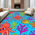 Playful Octopuses Coral Pattern Rug