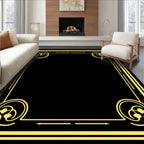 Elegant Golden Swirl Art Deco Design Rug