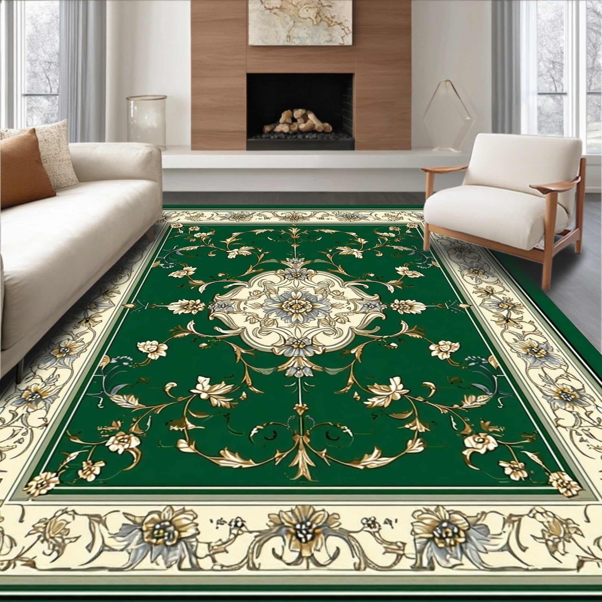 Grand Floral Green Ornament Rug