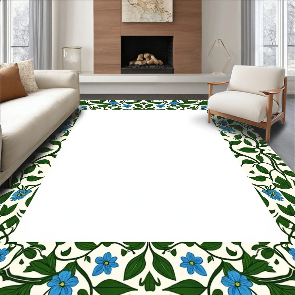 Vine Floral Blue Accent Rug