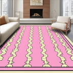 Pink Yellow Abstract Geometric Pattern Rug