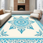 Blue Floral Medallion Border Rug