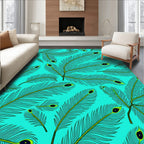 Aqua Peacock Feather Pattern Rug