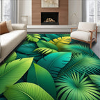 Tropical Leaf Pattern Lush Rug