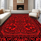 Bold Tribal Animal Red Black Pattern Rug