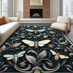Moth Floral Nature Inspired Pattern Rug