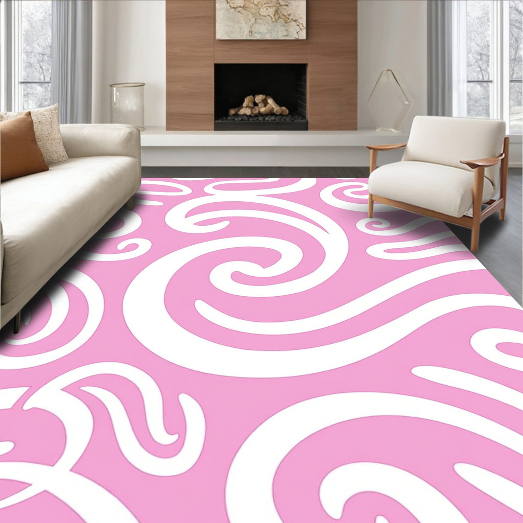 Classic Pink Swirl Pattern Design Rug