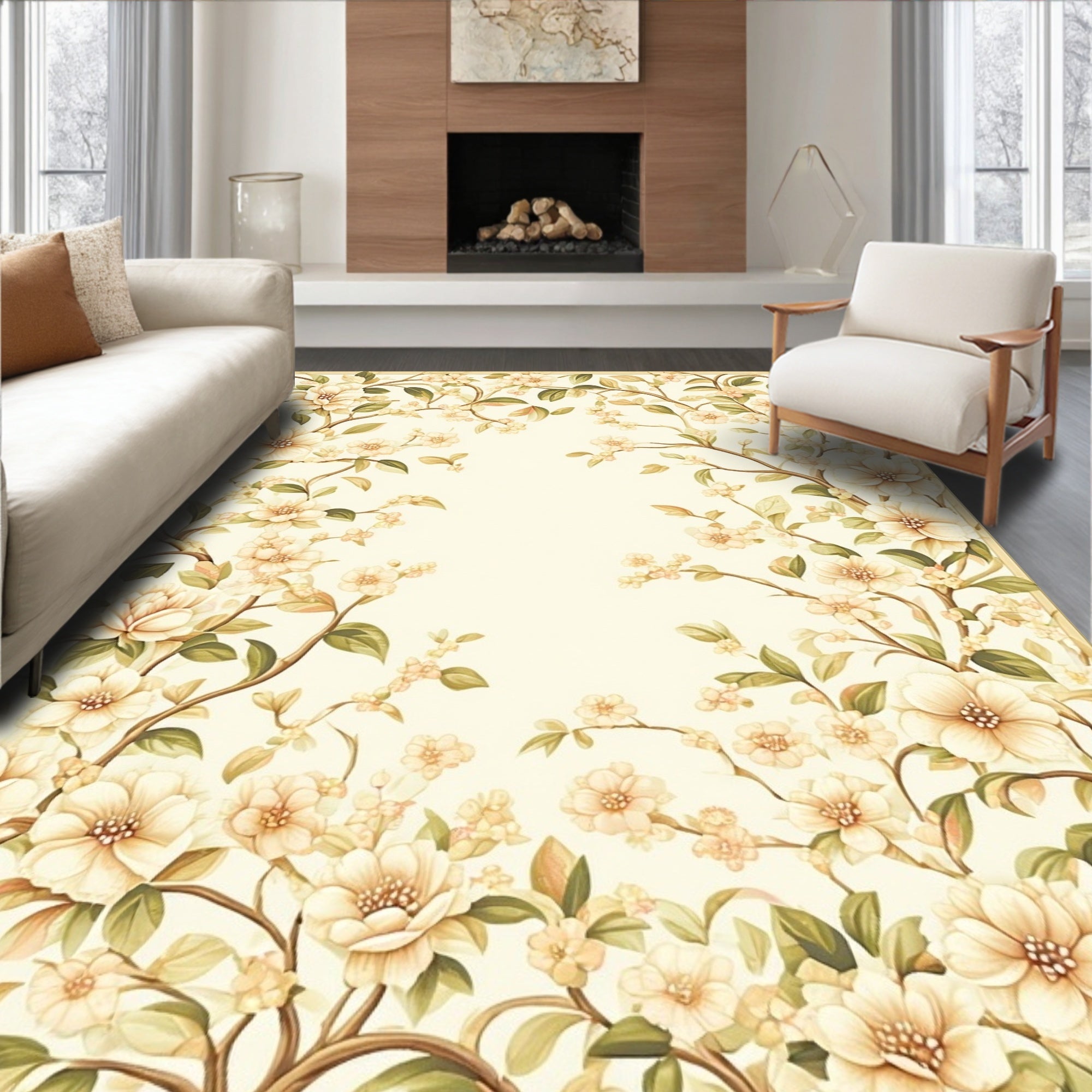 Vintage Floral Vine Arrangement Rug