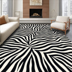 Bold Black White Stripe Pattern Rug
