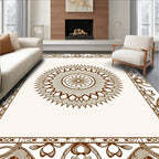 Brown Floral Medallion Frame Rug