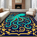 Aquatic Octopus With Regal Flourishes Rug