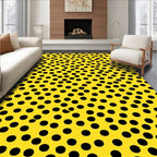 Bold Yellow Black Polka Dot Design Rug