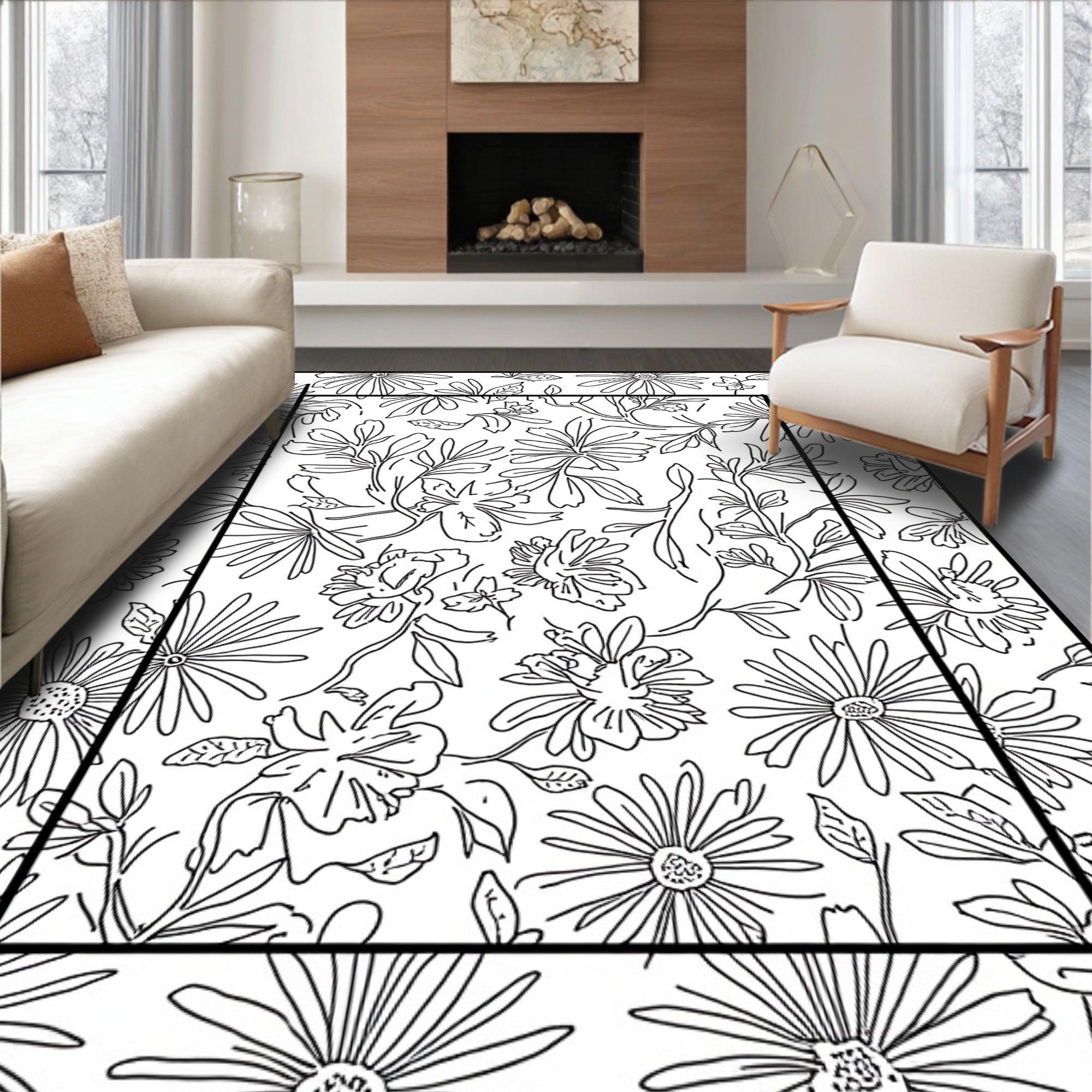 Whimsical Botanical Garden Pattern Rug
