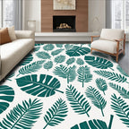 Tropical Leaf Pattern Green Design Rug