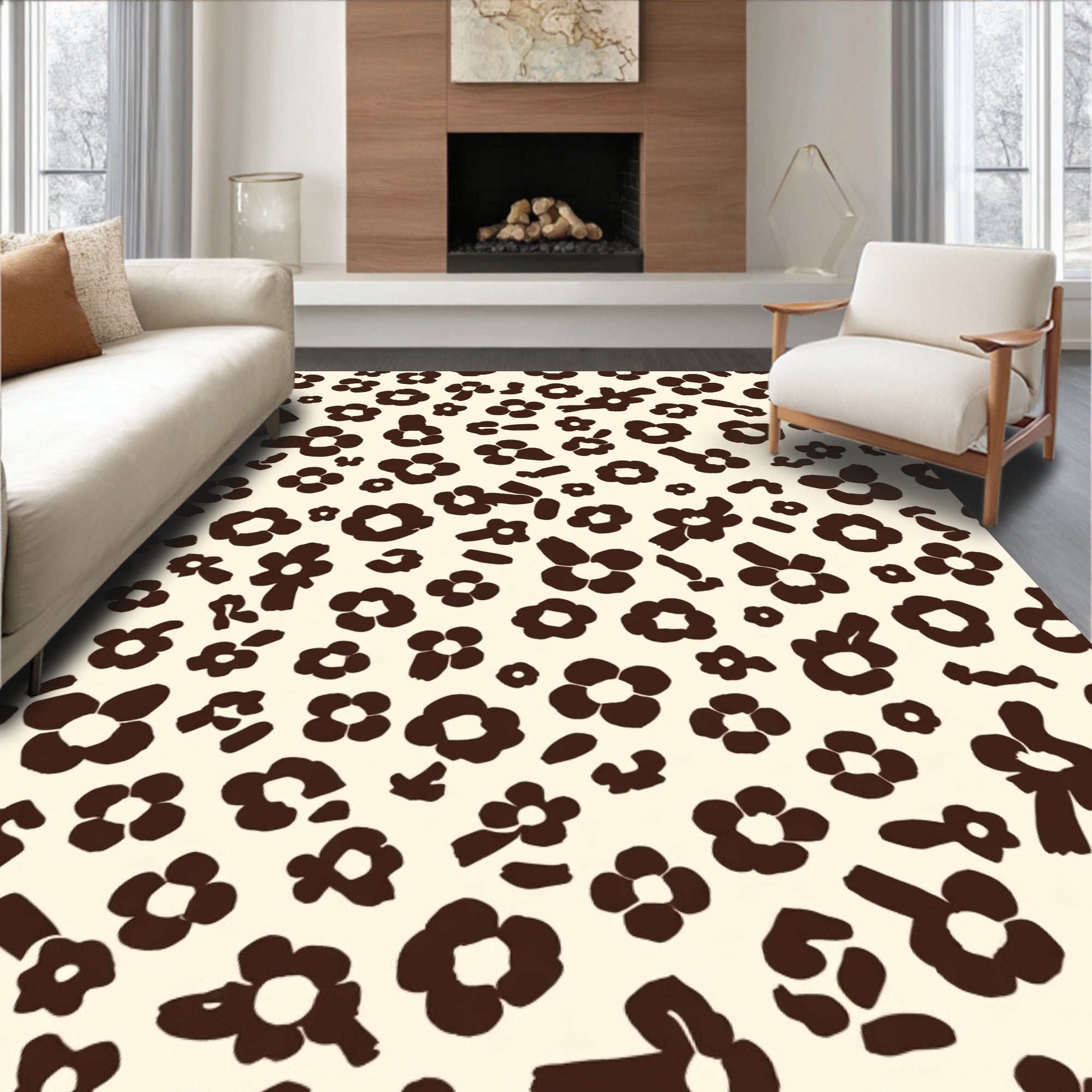 Loose Floral Shapes Pattern Rug
