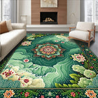 Emerald Floral Mandala Patterned Rug