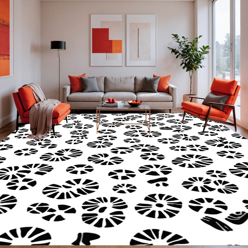 Abstract Circles And Paw Prints Pattern Rug