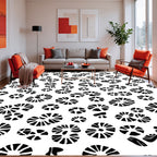 Abstract Circles And Paw Prints Pattern Rug