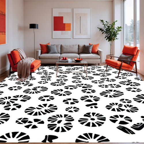 Abstract Circles And Paw Prints Pattern Rug