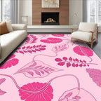Pink Floral Vector Artwork Rug