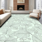 Line Art Ginkgo Leaf Pattern Rug