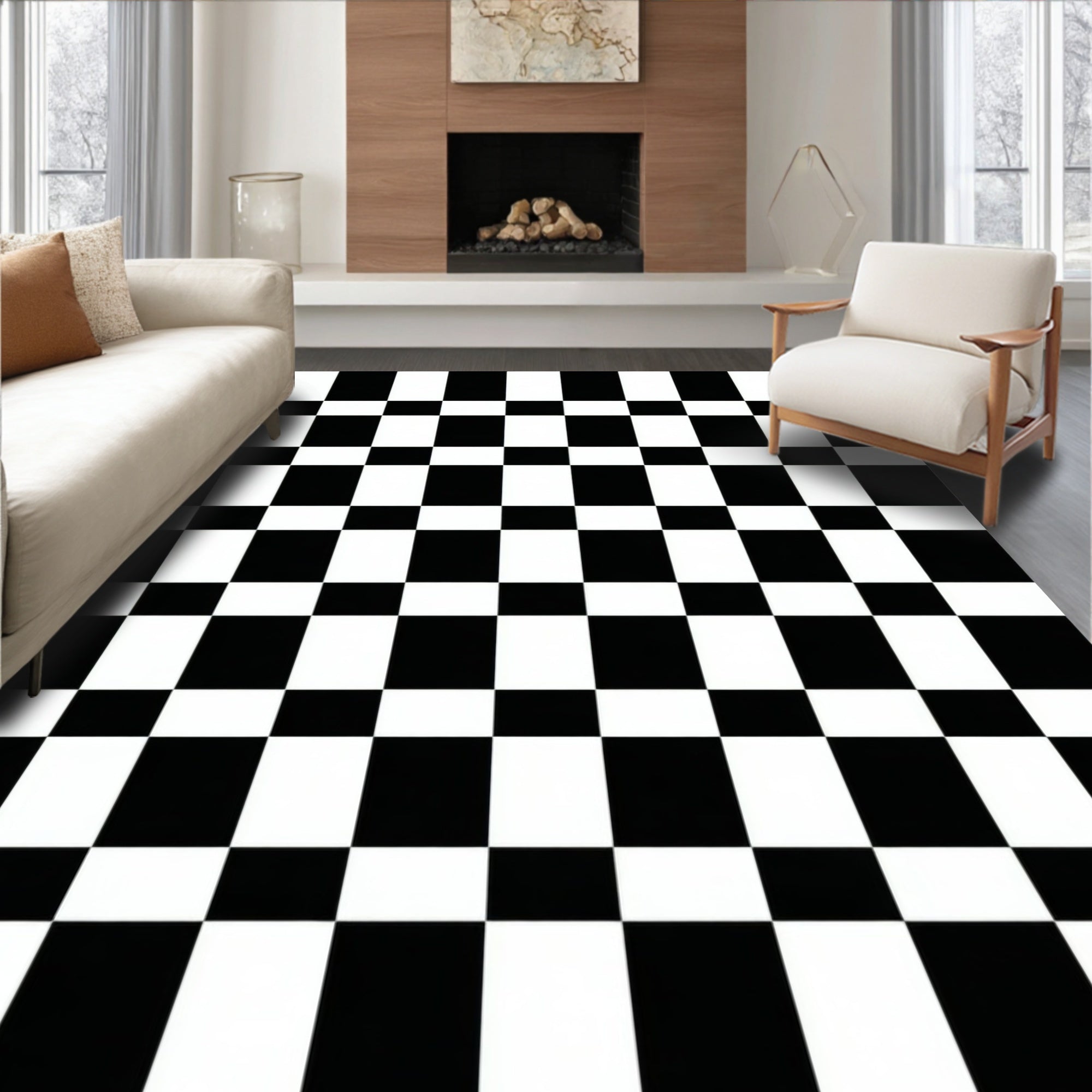 Classic Checkerboard Pattern Rug