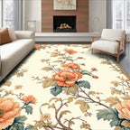 Coral Blossom Vine Botanical Rug