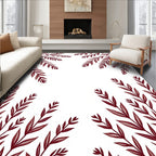 Deep Red Branches Corner Border Rug