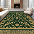 Emerald Golden Floral Arabesque Rug