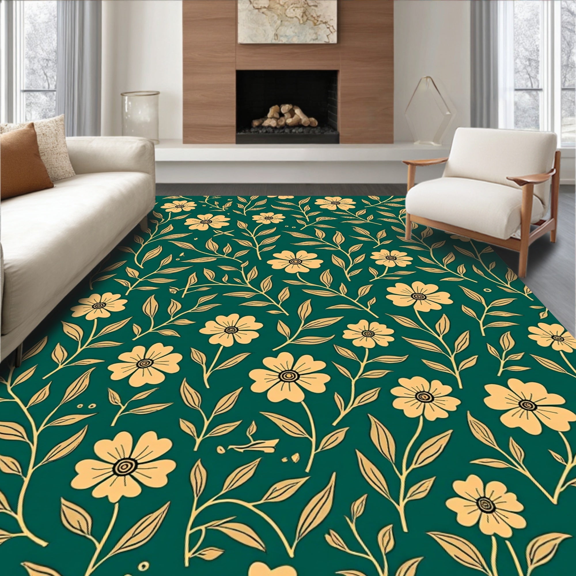 Enchanting Meadow Floral Pattern Rug
